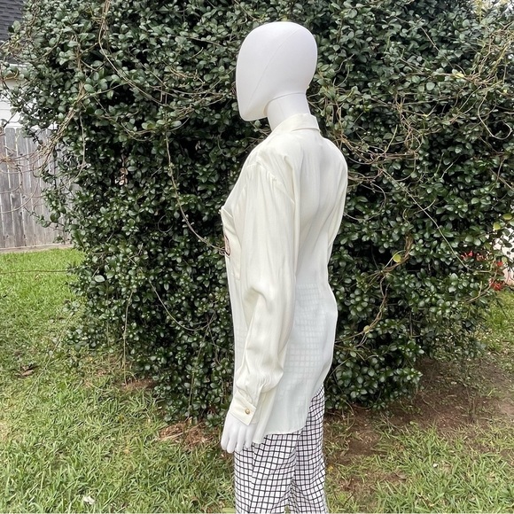 NWT Old Stock JM By Shelli Segal Winter White Crest LS Button Down Shirt - Picture 8 of 10